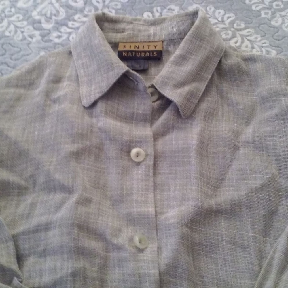 Finity Naturals Ladies long-sleeve linen/nylon button-down shirt/jacket (10)